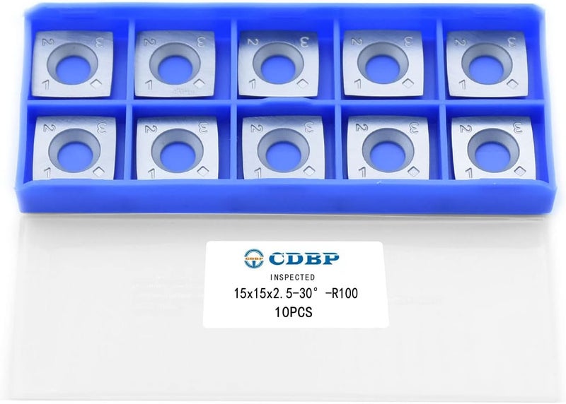 CDBP 15mm Square with 4" Radius Carbide Inserts Cutters 15×15×2.5mm-R100 Replacement for Woodworking Fits Helical Spiral Cutterheads or Planers Cutterblocks, 10 PCS - Image 1